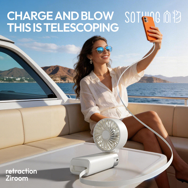 Power Bank Handheld Fan -Ice Z Power 2  (Retractable Cable)